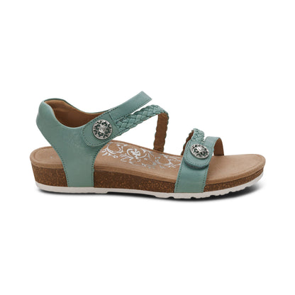 Aetrex Jillian Braided Quarter Strap Sandal - Sage