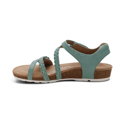 Aetrex Jillian Braided Quarter Strap Sandal - Sage