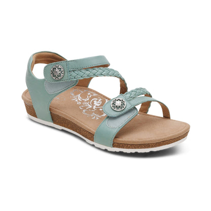 Aetrex Jillian Braided Quarter Strap Sandal - Sage