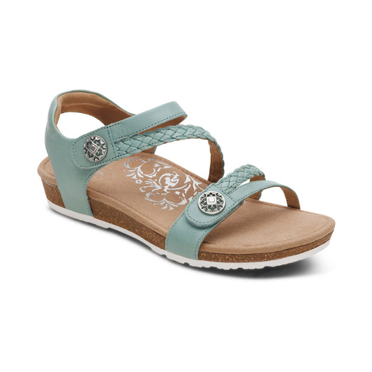 Aetrex Jillian Braided Quarter Strap Sandal - Sage