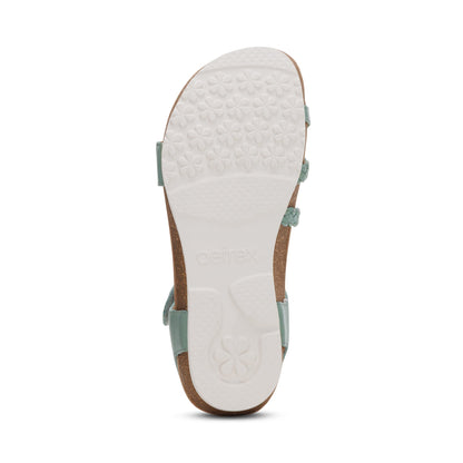 Aetrex Jillian Braided Quarter Strap Sandal - Sage