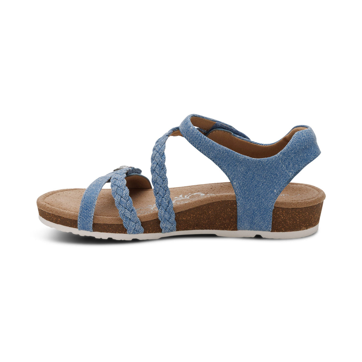 Aetrex Jillian Braided Quarter Strap Sandal - Denim