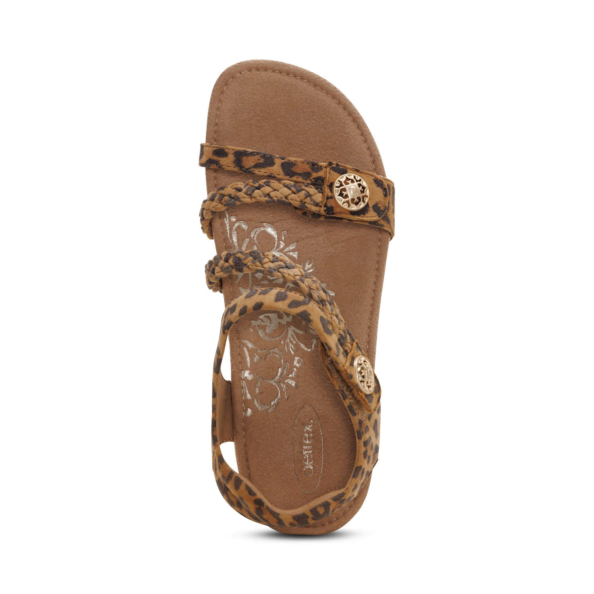 Aetrex Jillian Braided Quarter Strap Sandal - Leopard