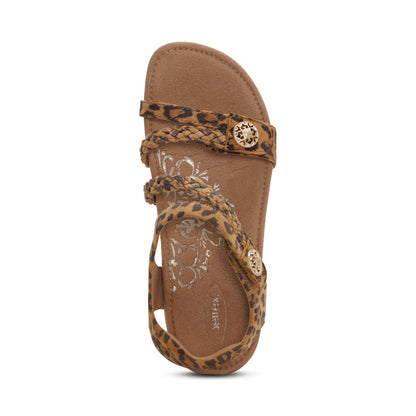 Aetrex Jillian Braided Quarter Strap Sandal - Leopard