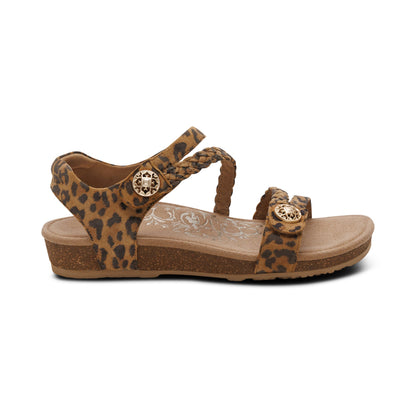 Aetrex Jillian Braided Quarter Strap Sandal - Leopard