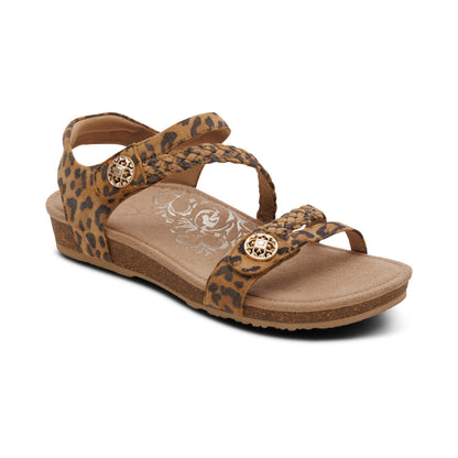Aetrex Jillian Braided Quarter Strap Sandal - Leopard