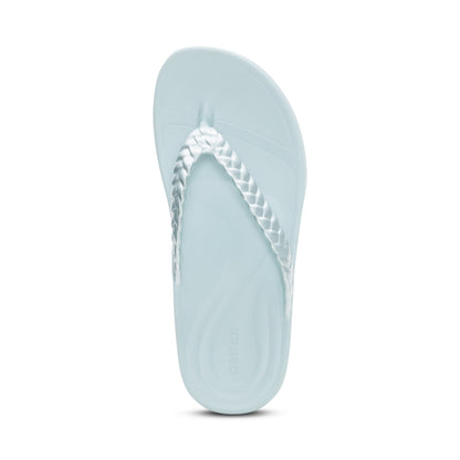 Aetrex Vicki Braided Thong Sandal - Mint Gloss