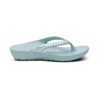 Aetrex Vicki Braided Thong Sandal - Mint Gloss
