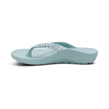Aetrex Vicki Braided Thong Sandal - Mint Gloss