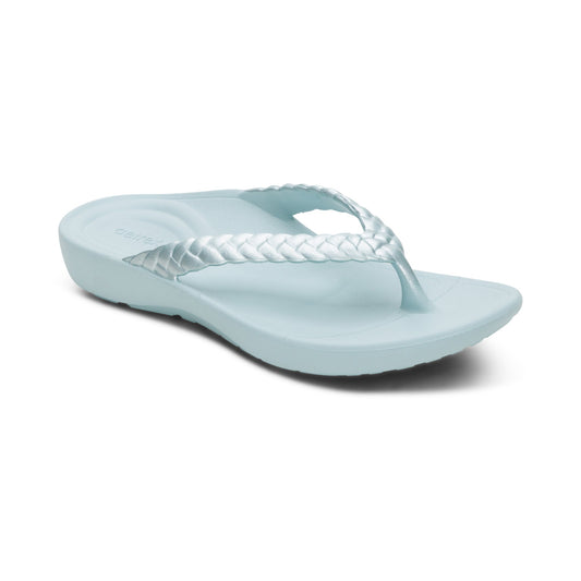 Aetrex Vicki Braided Thong Sandal - Mint Gloss