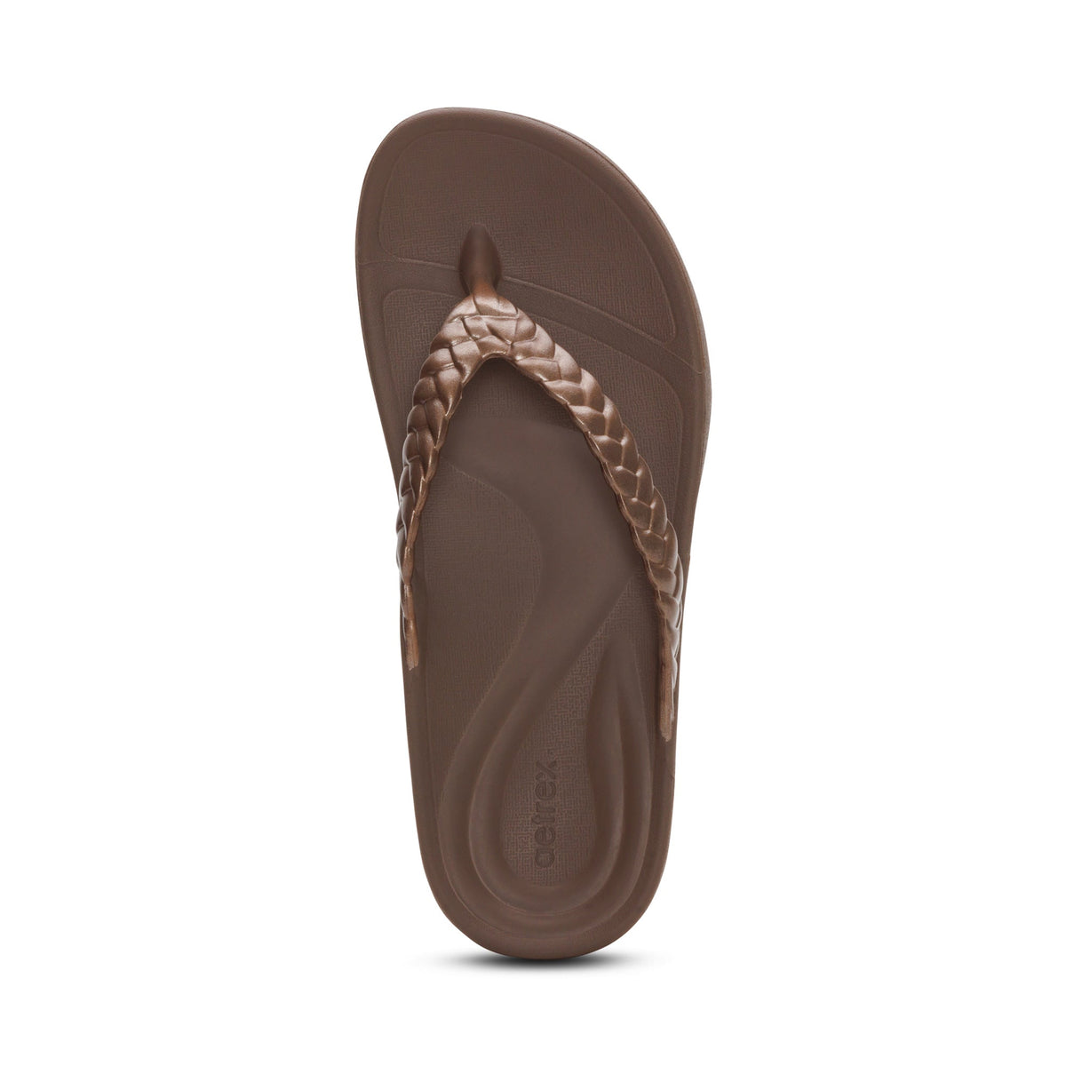 Aetrex Vicki Braided Thong Sandal - Bronze Gloss
