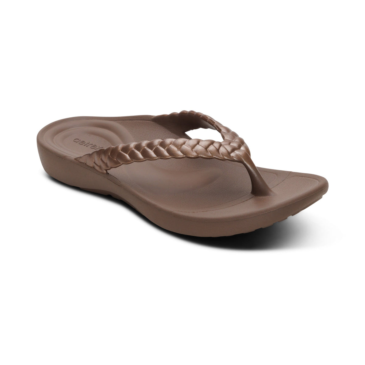 Aetrex Vicki Braided Thong Sandal - Bronze Gloss