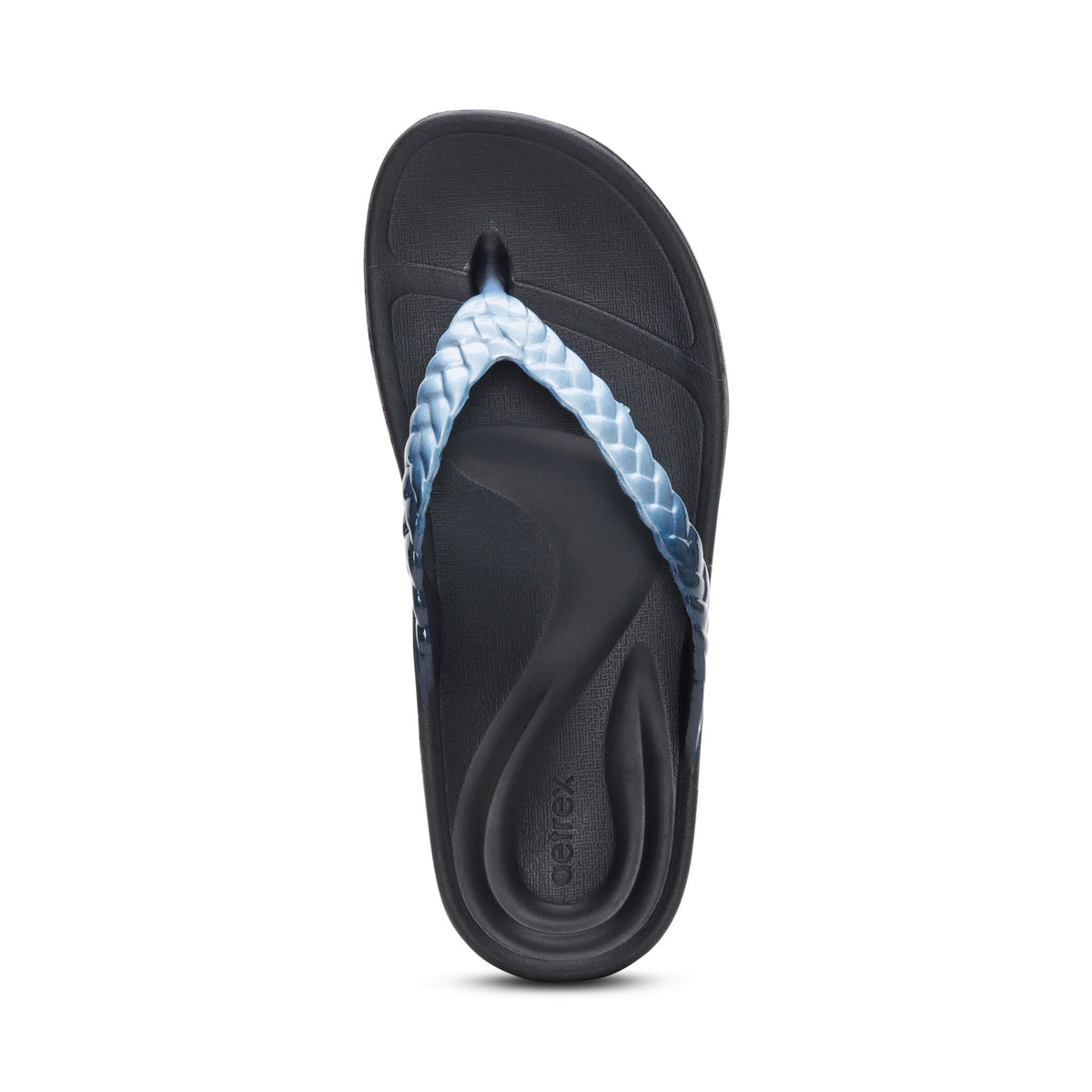 Aetrex Vicki Braided Thong Sandal - Blue Ombre Gloss