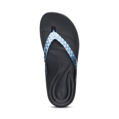 Aetrex Vicki Braided Thong Sandal - Blue Ombre Gloss