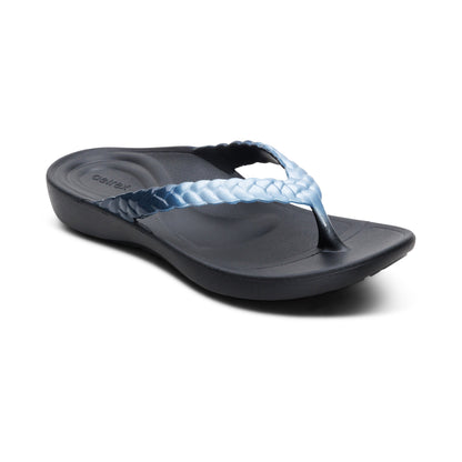 Aetrex Vicki Braided Thong Sandal - Blue Ombre Gloss