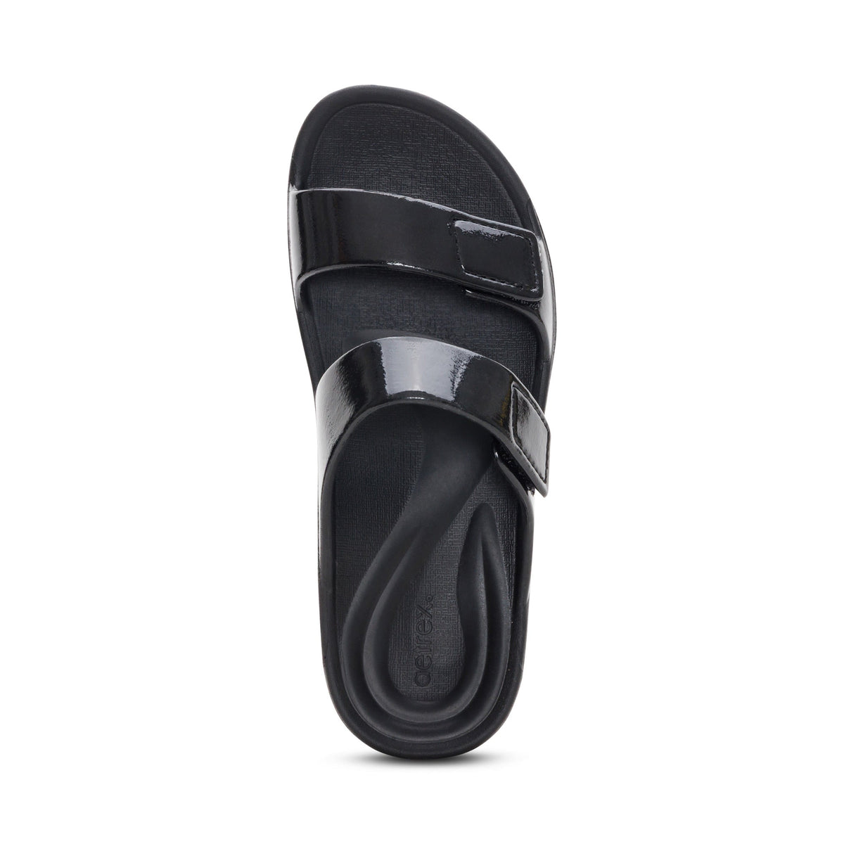Aetrex Kaia Two Band Slide - Black Gloss