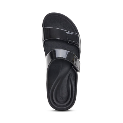Aetrex Kaia Two Band Slide - Black Gloss