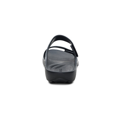 Aetrex Kaia Two Band Slide - Black Gloss