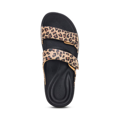 Aetrex Kaia Two Band Slide - Leopard