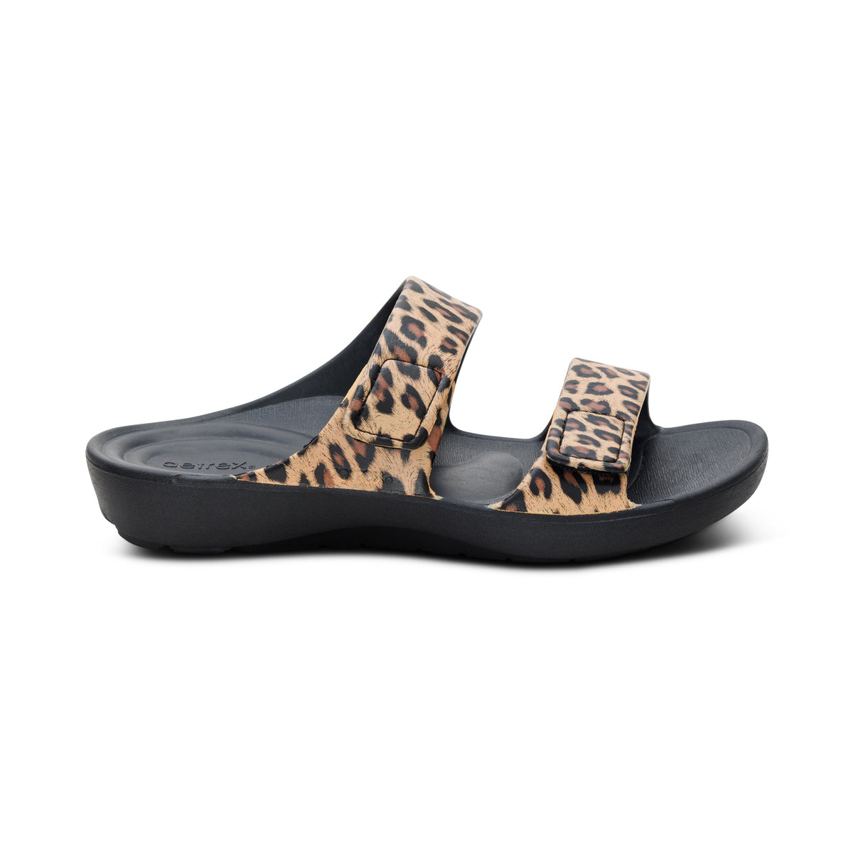 Aetrex Kaia Two Band Slide - Leopard