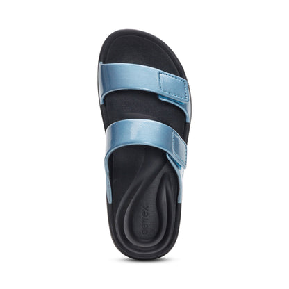 Aetrex Kaia Two Band Slide - Blue Pearlized