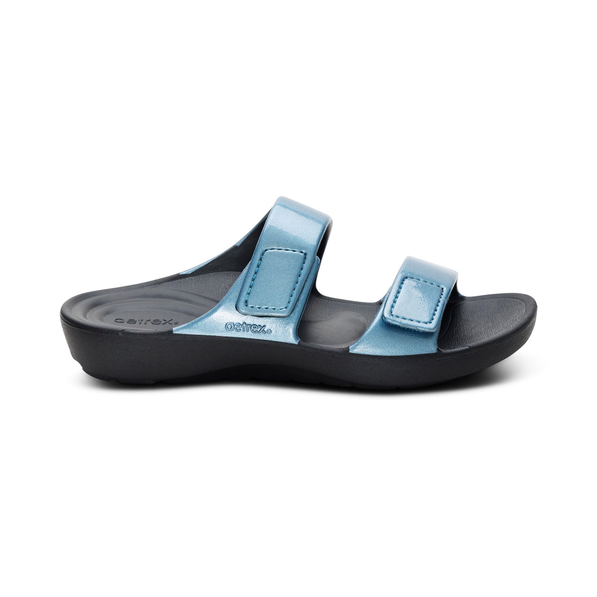 Aetrex Kaia Two Band Slide - Blue Pearlized