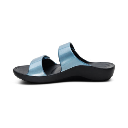 Aetrex Kaia Two Band Slide - Blue Pearlized
