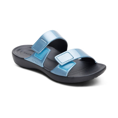 Aetrex Kaia Two Band Slide - Blue Pearlized