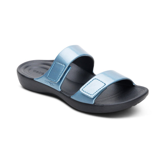 Aetrex Kaia Two Band Slide - Blue Pearlized