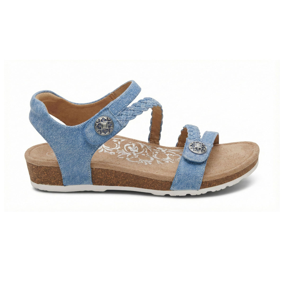 Aetrex Jillian Braided Quarter Strap Sandal - Denim