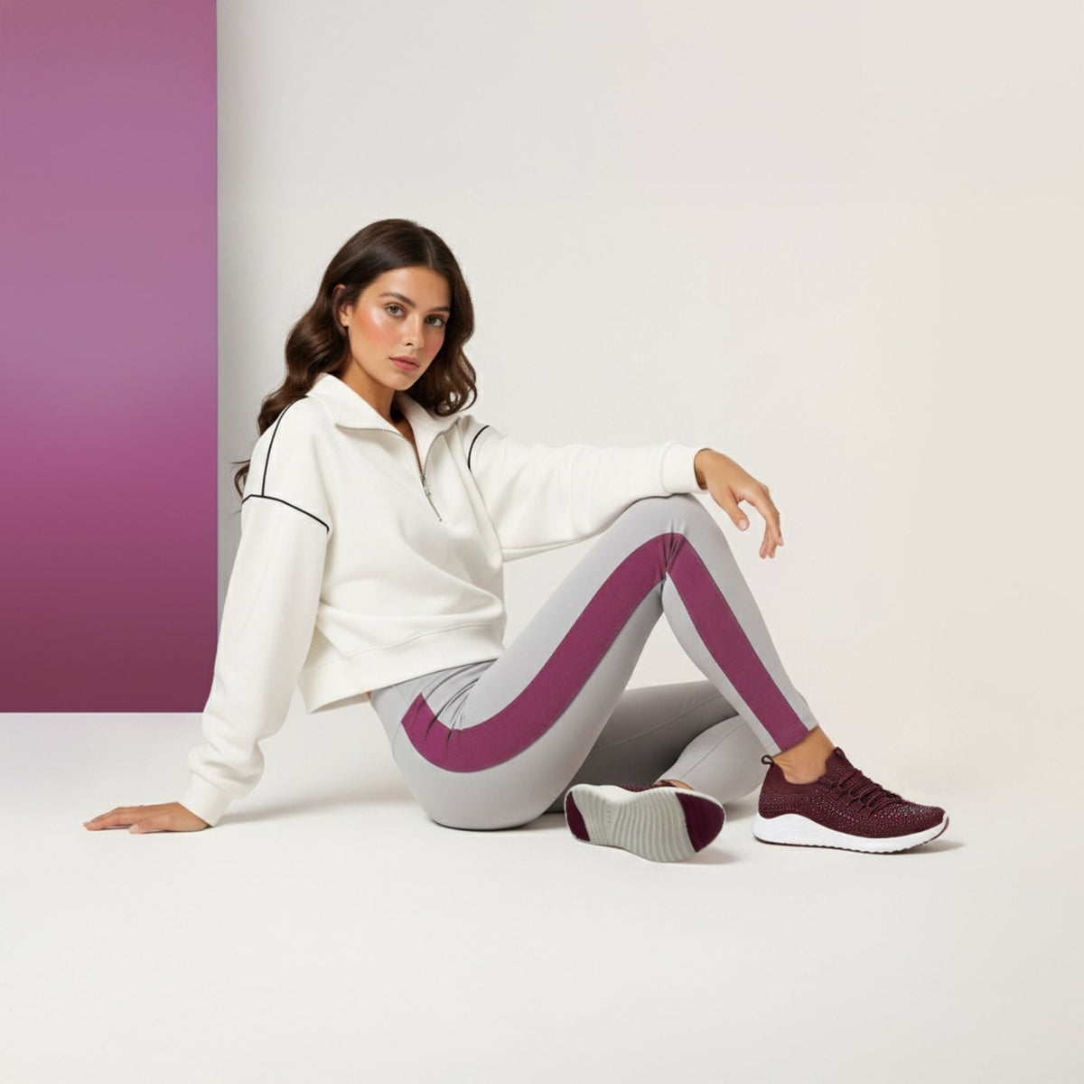Aetrex Carly Arch Support Sneaker - Wine Sparkle