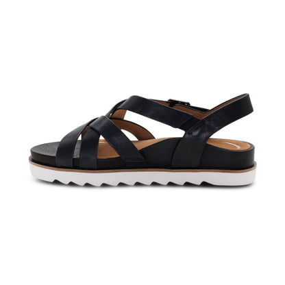 Aetrex Carmen Cross Band Adjustable Sandal - Black