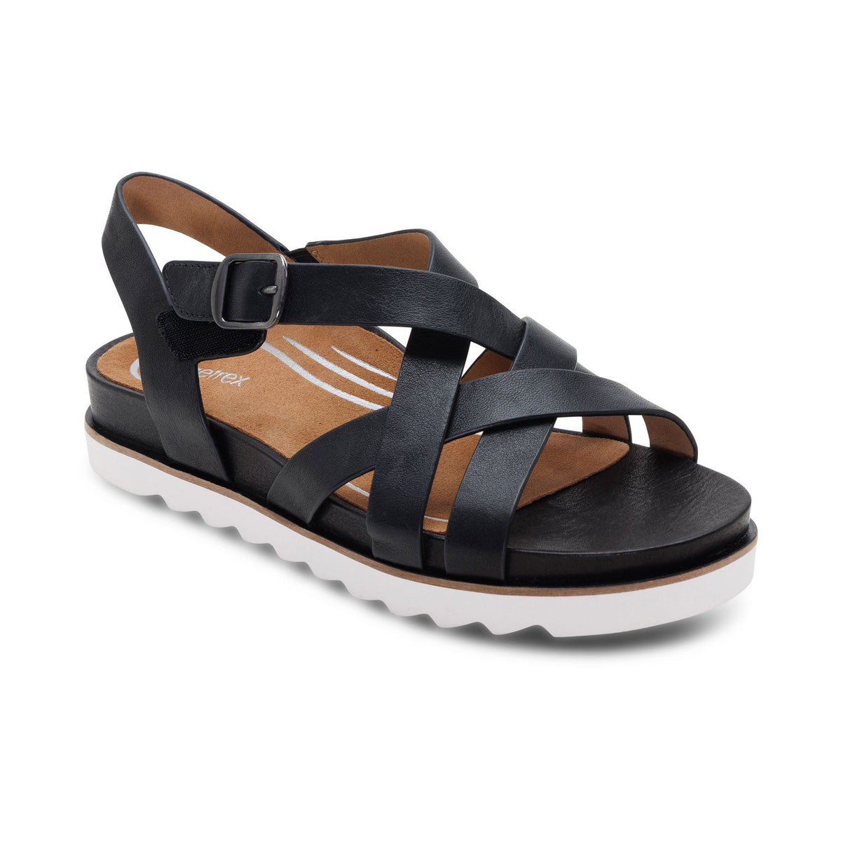 Aetrex Carmen Cross Band Adjustable Sandal - Black