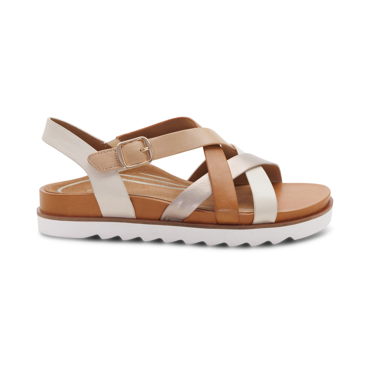 Aetrex Carmen Cross Band Adjustable Sandal - Champagne Multi