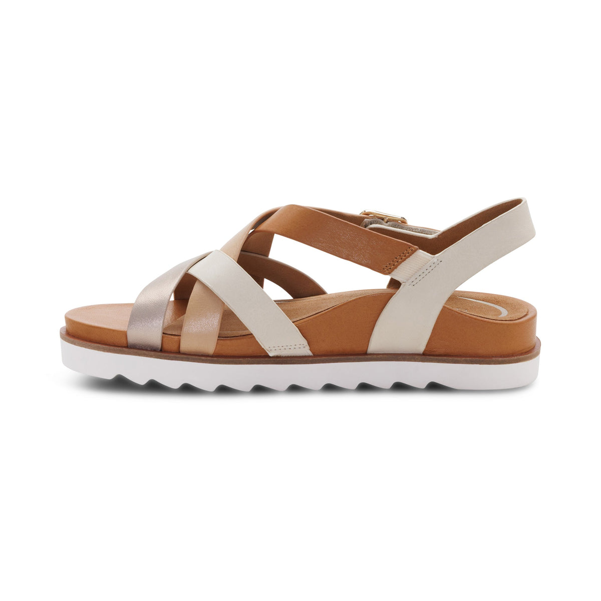 Aetrex Carmen Cross Band Adjustable Sandal - Champagne Multi