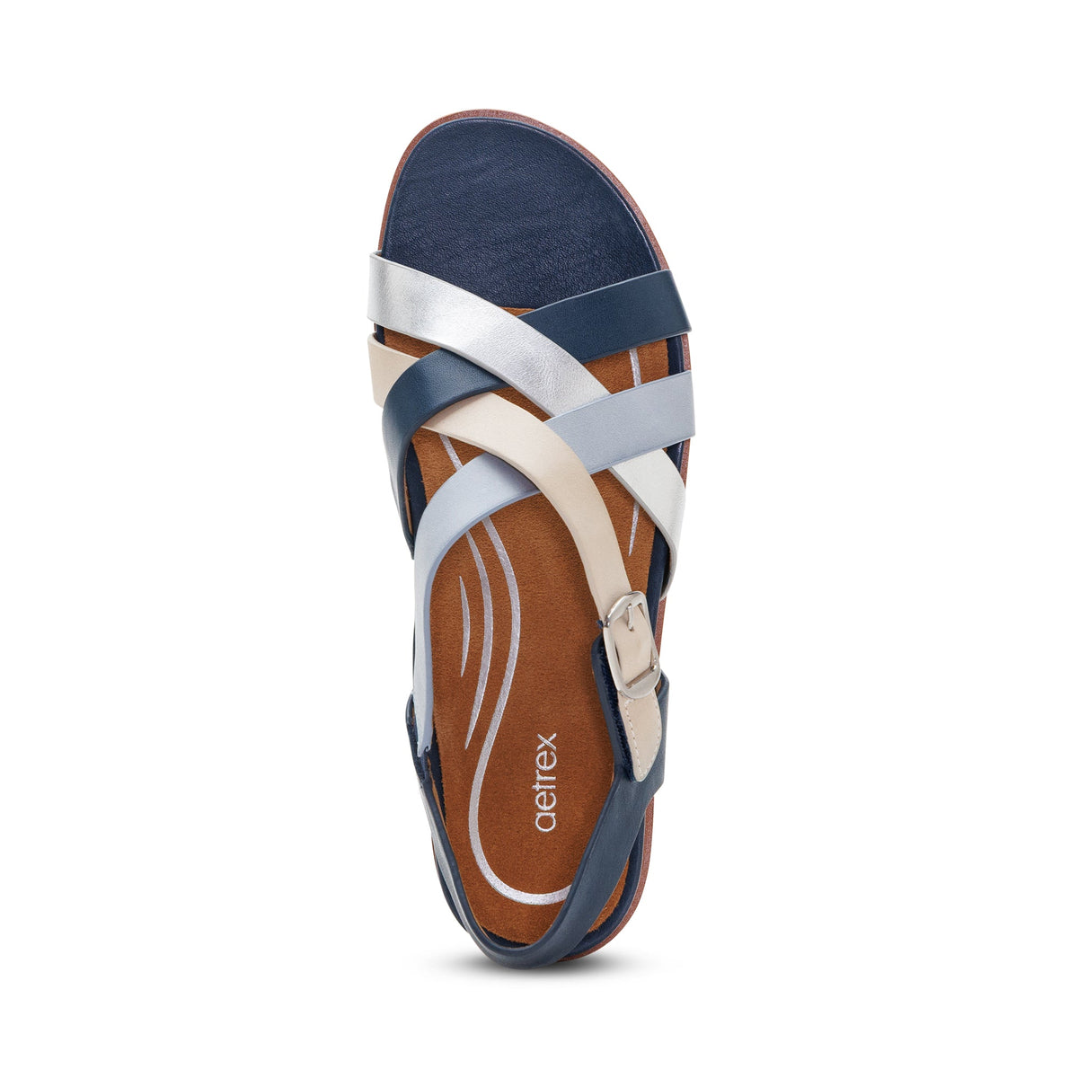 Aetrex Carmen Cross Band Adjustable Sandal - Navy Multi