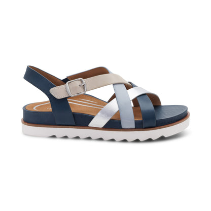 Aetrex Carmen Cross Band Adjustable Sandal - Navy Multi
