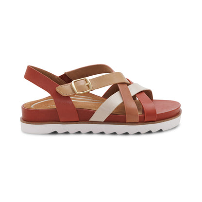 Aetrex Carmen Cross Band Adjustable Sandal - Terracotta Multi