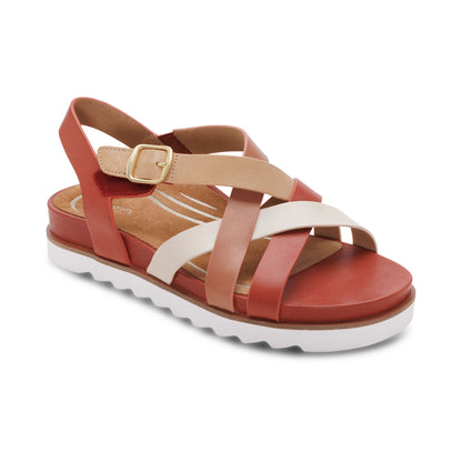 Aetrex Carmen Cross Band Adjustable Sandal - Terracotta Multi