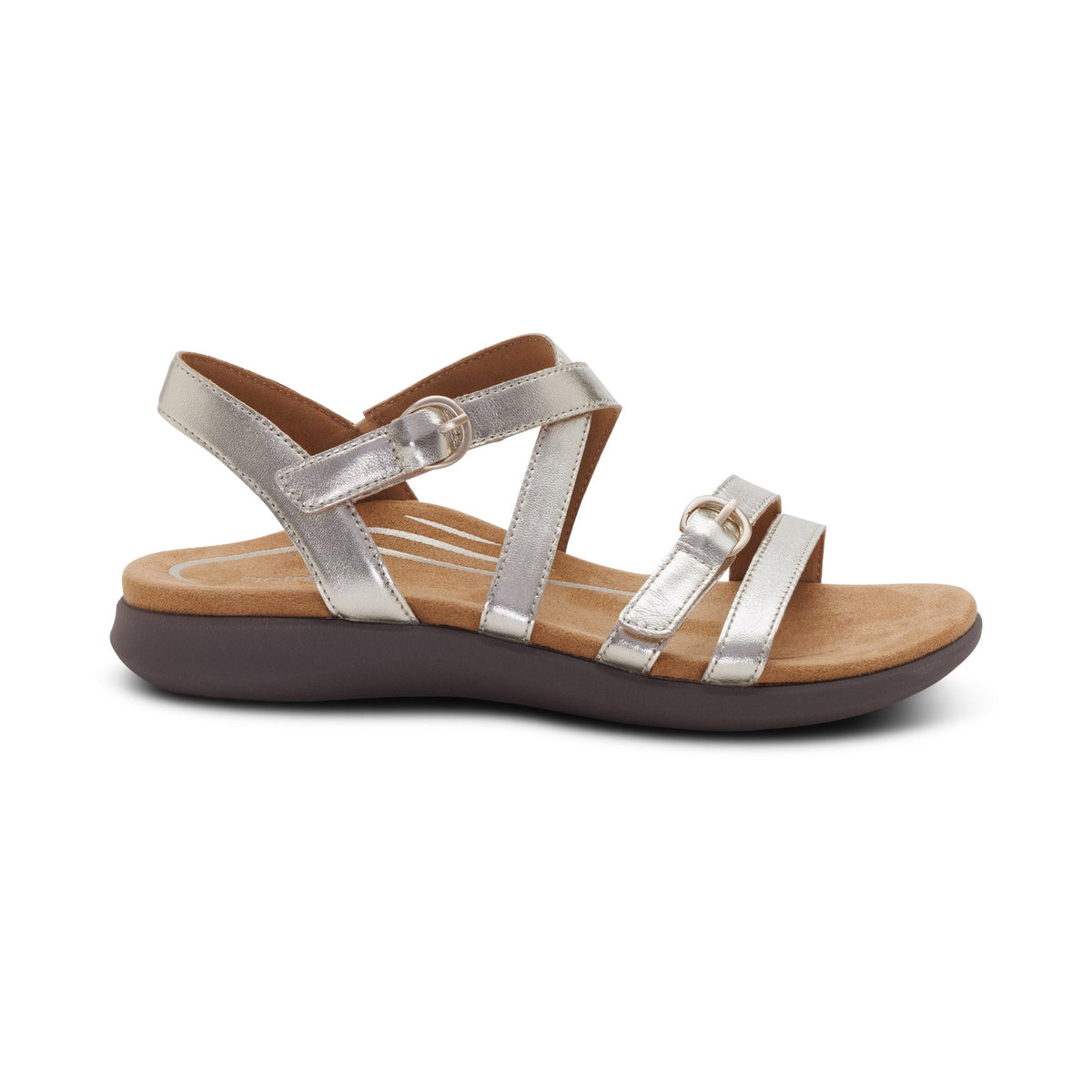 Aetrex Hadley Adjustable Quarter Strap Sandal - Champagne