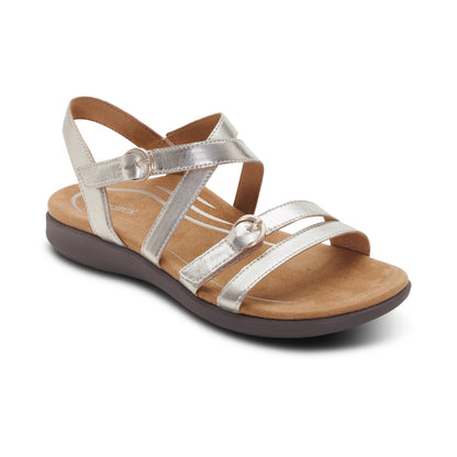 Aetrex Hadley Adjustable Quarter Strap Sandal - Champagne
