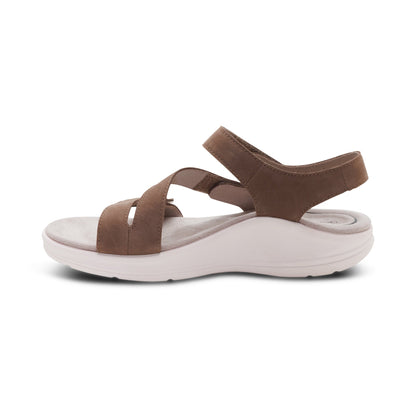 Aetrex Savannah Adjustable Quarter Strap Sandal - Taupe