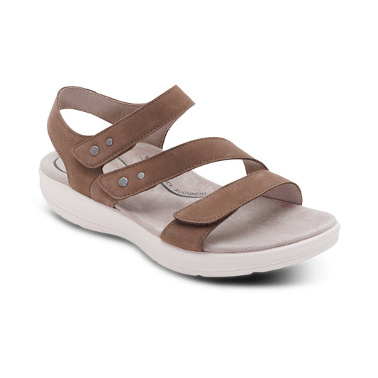 Aetrex Savannah Adjustable Quarter Strap Sandal - Taupe