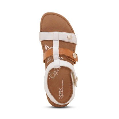 Aetrex Veronica Arch Support Sandal - Tan White Multi