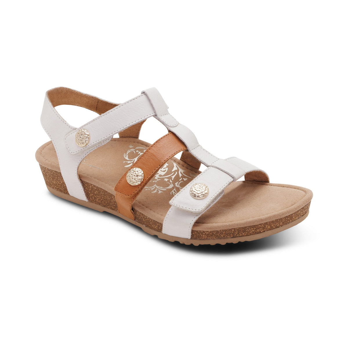Aetrex Veronica Arch Support Sandal - Tan White Multi