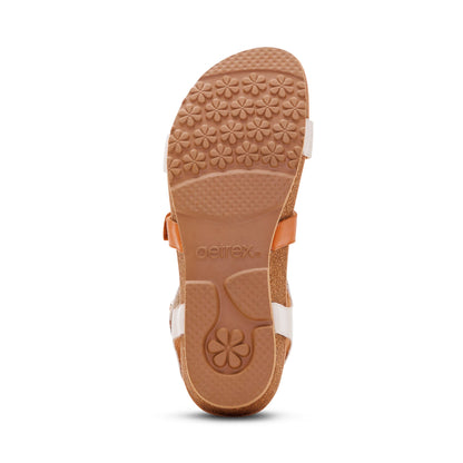 Aetrex Veronica Arch Support Sandal - Tan White Multi
