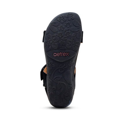 Aetrex Leslie Arch Support Sandal - Black
