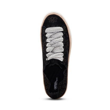 Aetrex Charlotte Lace-Up Sneaker - Black Nubuck