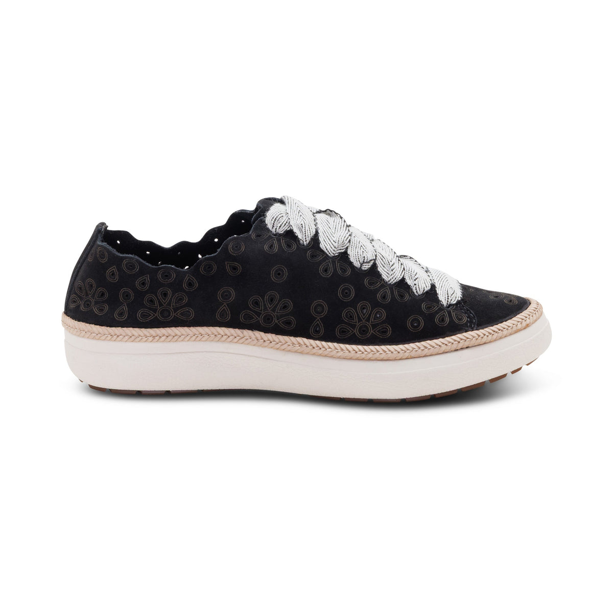 Aetrex Charlotte Lace-Up Sneaker - Black Nubuck