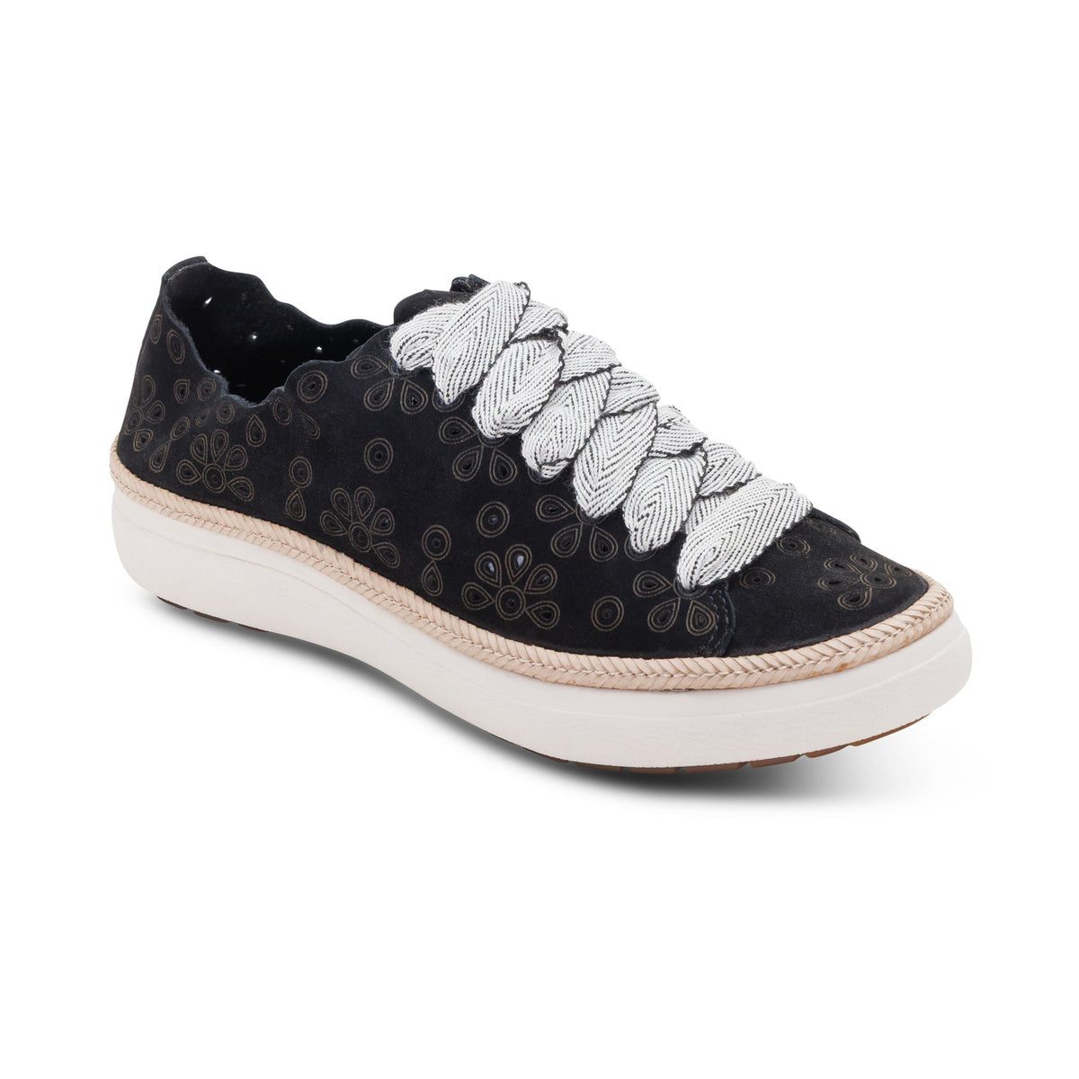 Aetrex Charlotte Lace-Up Sneaker - Black Nubuck